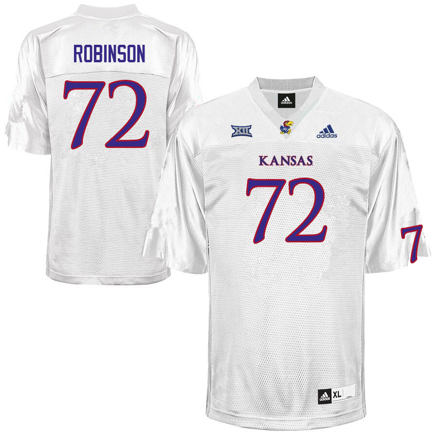 Men #72 Danny Robinson Kansas Jayhawks College Football Jerseys Sale-White